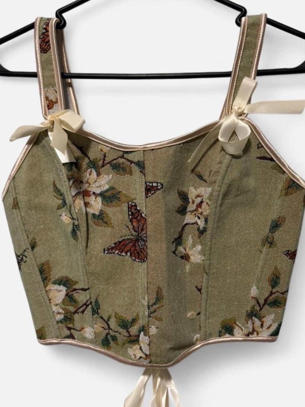 Butterfly Floral Tapestry Corset Tank Top M